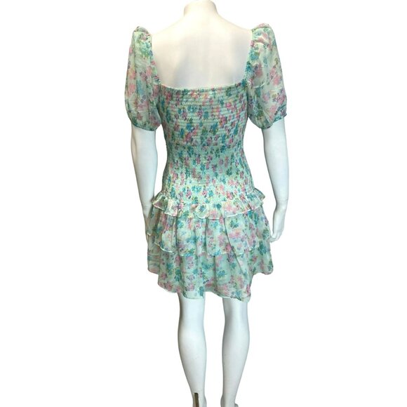 ASTR The Label Garland Floral Dress Floral Smocked Puff Sleeves Ruffled Hem $138 - Picture 8 of 10